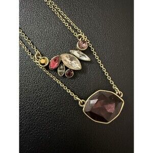 Chloe & Isabel Statement Necklace Multi-Color Stones Floral Cluster Gold Tone